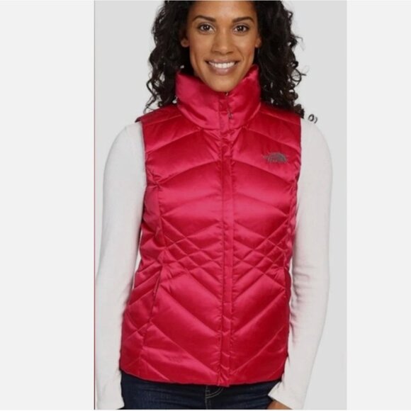 The North Face Aconcagua 550 Goose Down Puffer Vest Medium Fuchsia Salmon Pink - Picture 1 of 10